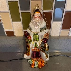 Vintage blown glass Santa ornament